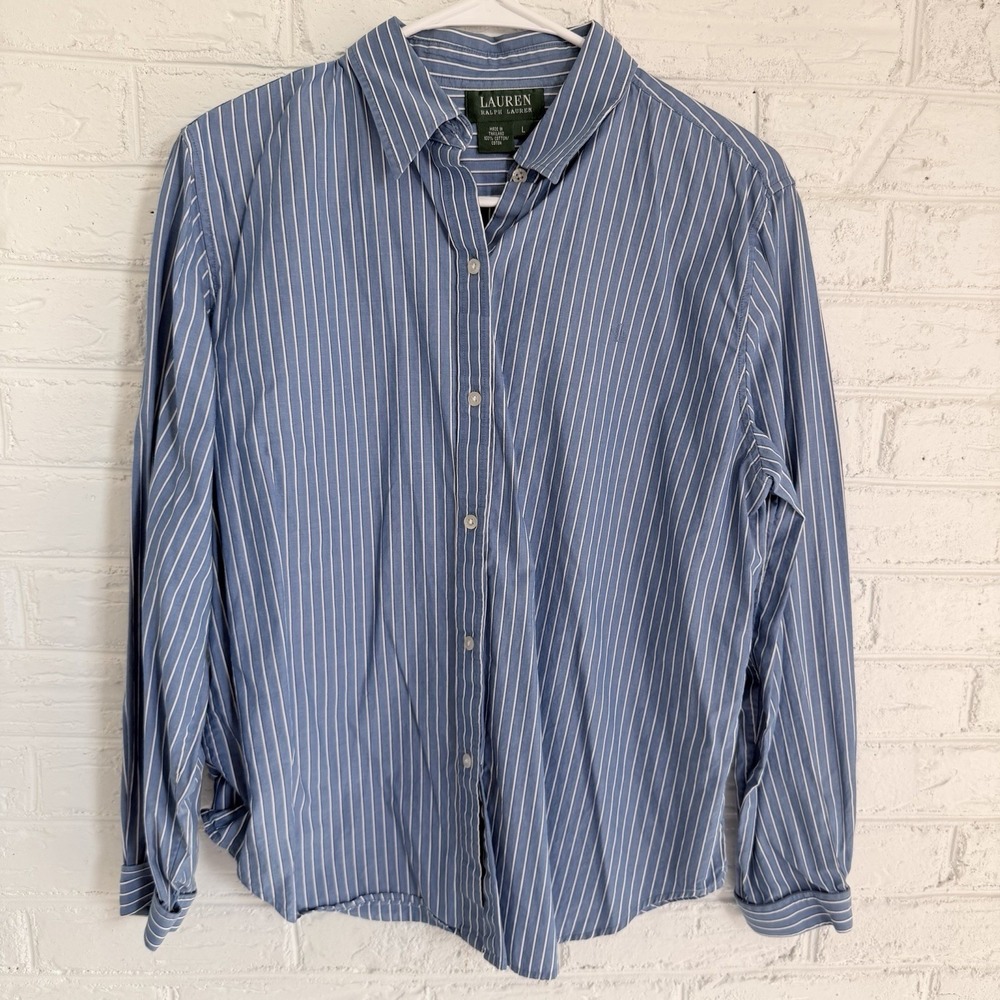 Lauren Ralph Lauren Shirt Mens Large Long Sleeve‎ Button Front Stripes
